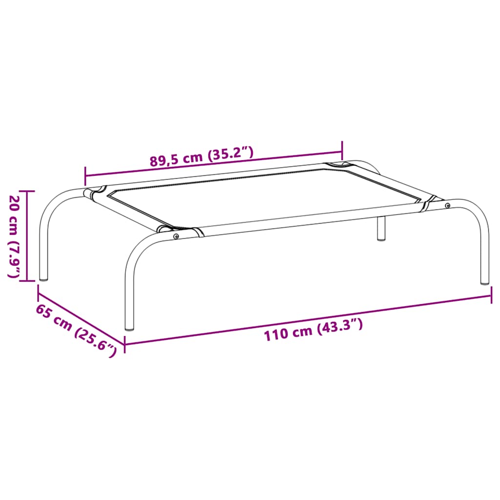 Hundebett Erhöht Grau 110x65x20 cm Textilene und Stahl