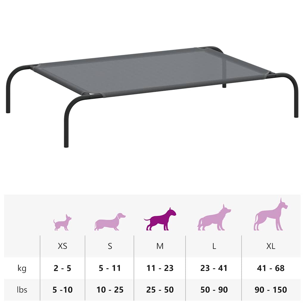 Hundebett Erhöht Grau 110x65x20 cm Textilene und Stahl