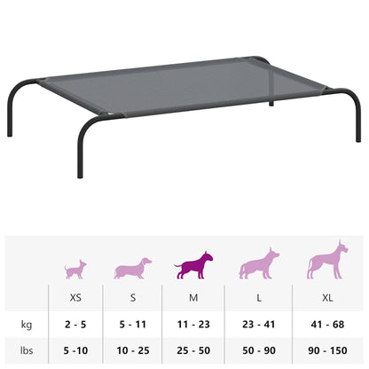 Hundebett Erhöht Grau 110x65x20 cm Textilene und Stahl