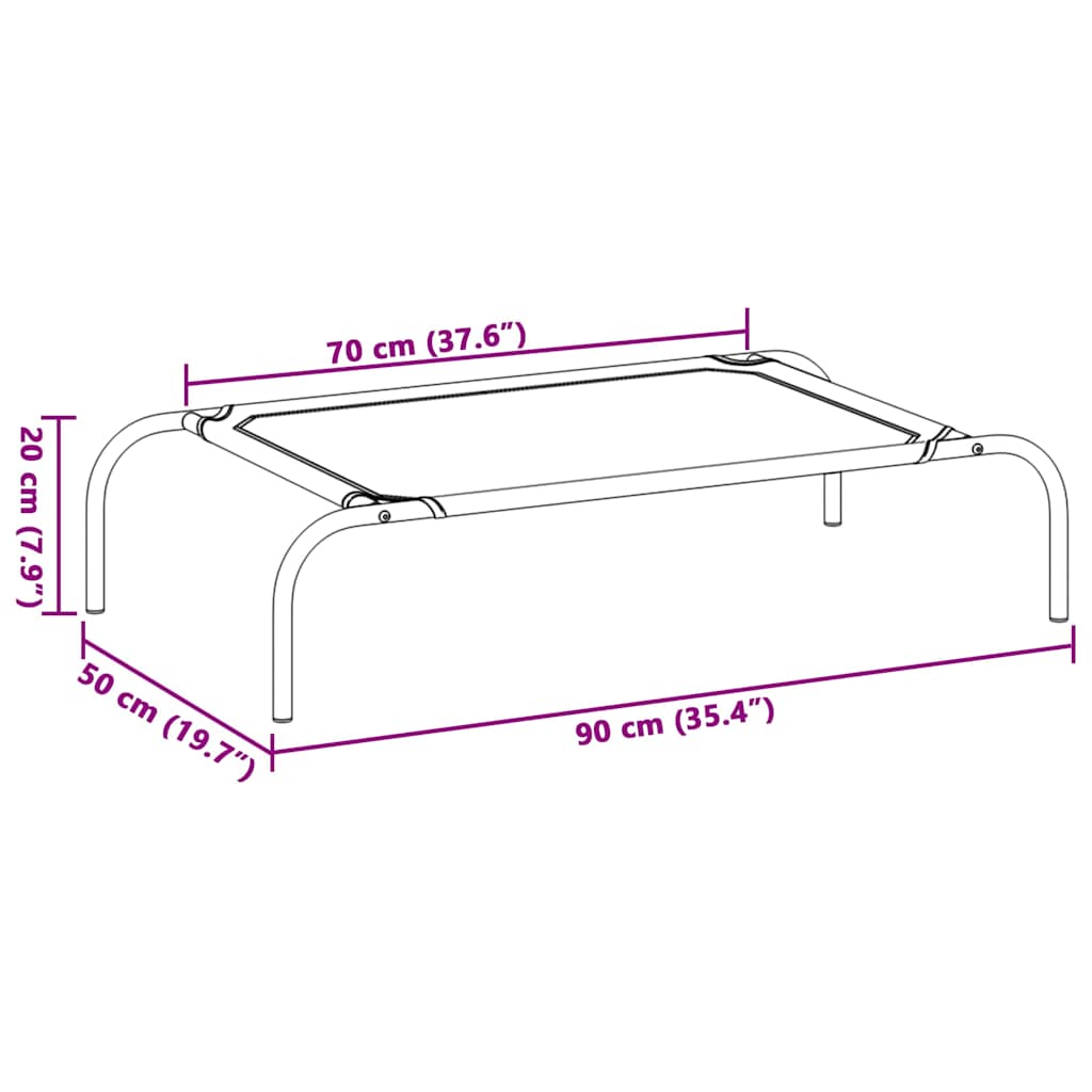 Hundebett Erhöht Grau 90x50x20 cm Oxford-Gewebe und Stahl