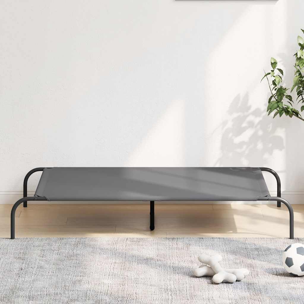 Hundebett Erhöht Grau 130x80x20 cm Oxford-Gewebe und Stahl