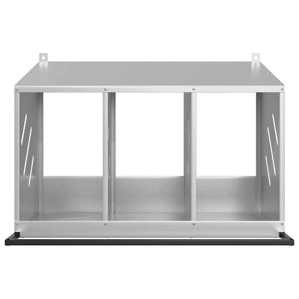 Hühner-Nistkasten mit 3 Fächern Verzinktes Silber Metall