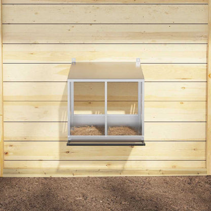 Hühner-Nistkasten mit 2 Fächern Verzinktes Silber Metall