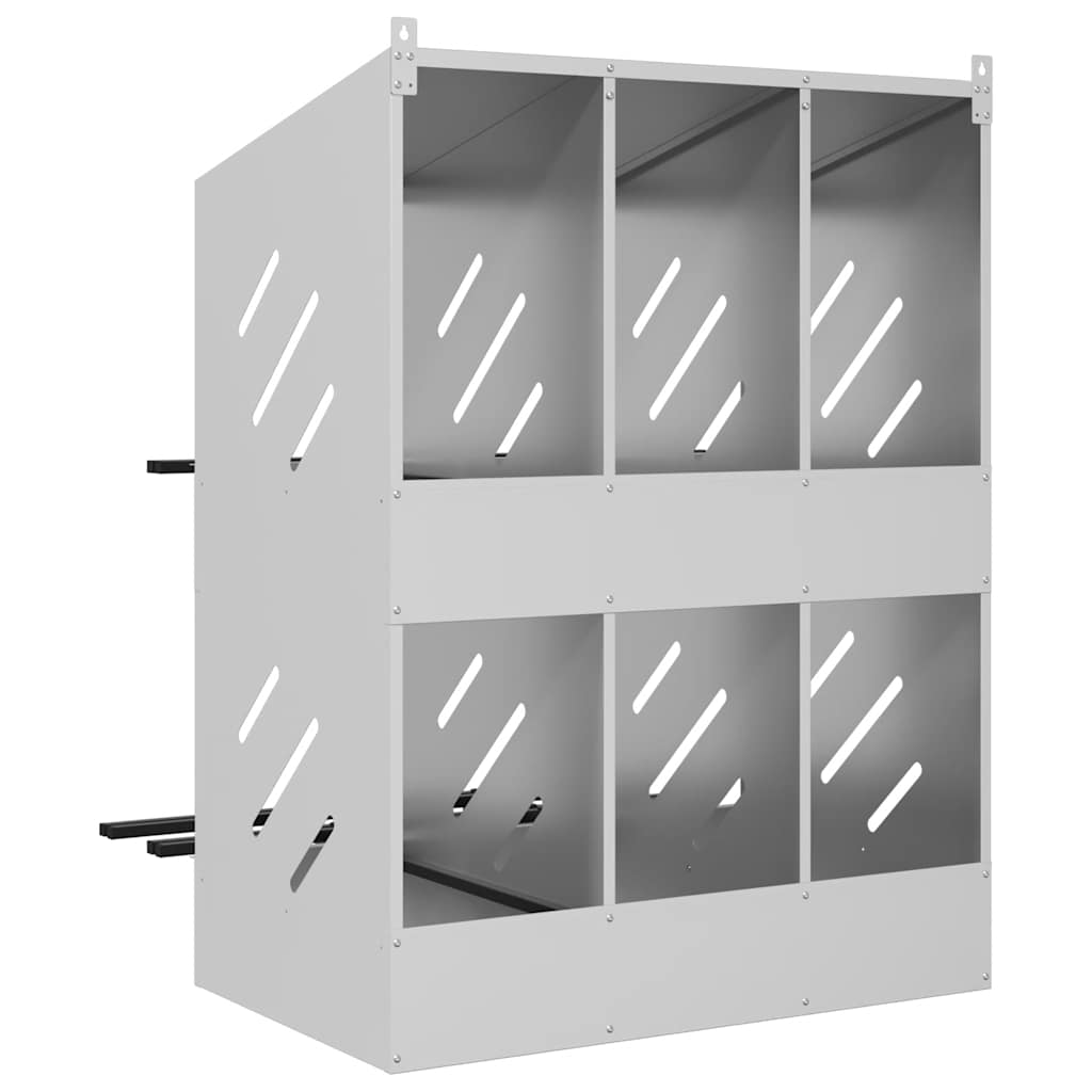 Hühner-Nistkasten mit 6 Fächern Verzinktes Silber Metall