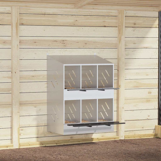 Hühner-Nistkasten mit 6 Fächern Verzinktes Silber Metall