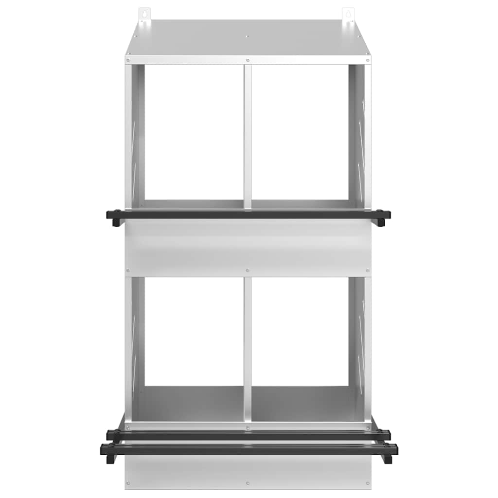 Hühner-Nistkasten mit 4 Fächern Verzinktes Silber Metall