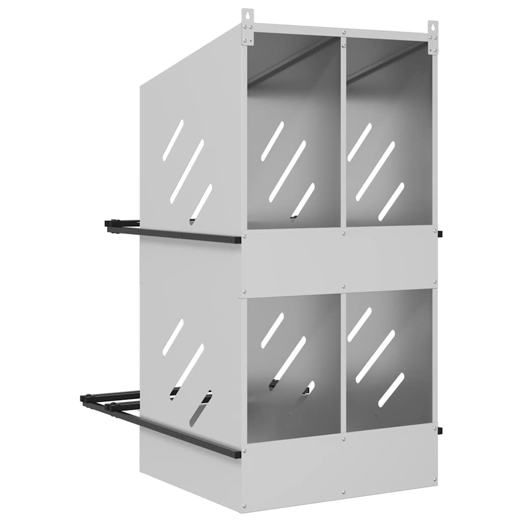 Hühner-Nistkasten mit 4 Fächern Verzinktes Silber Metall