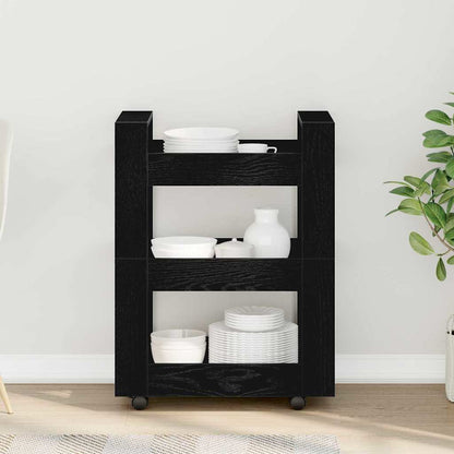 Küchentrolley Schwarz Eichen-Optik 60 x 45 x 80 cm