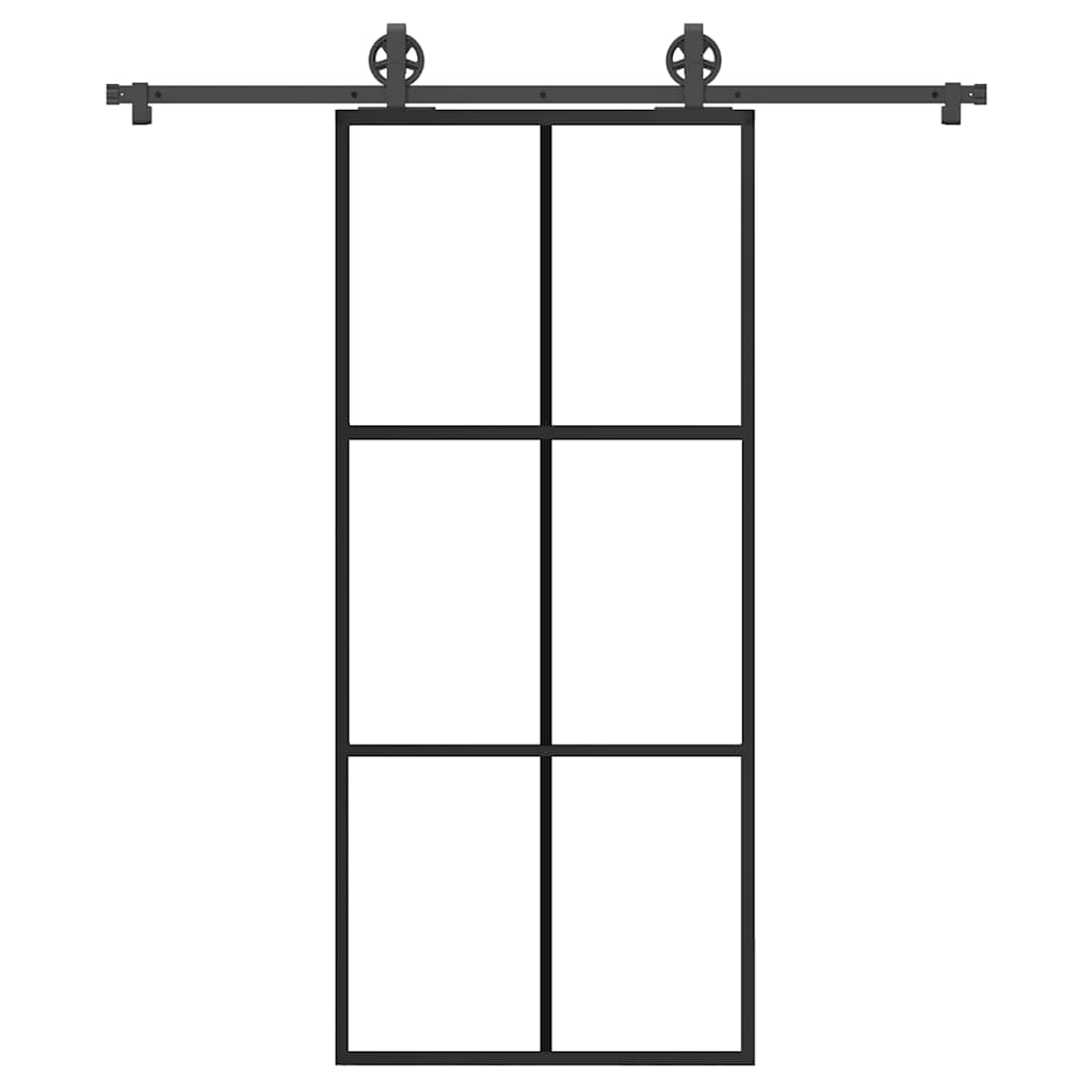 Schiebetür mit Beschlag 90x205 cm ESG-Glas & Aluminium