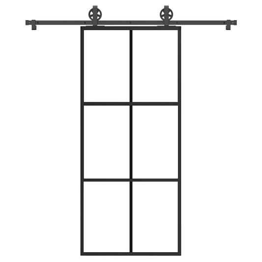 Schiebetür mit Beschlag 90x205 cm ESG-Glas & Aluminium