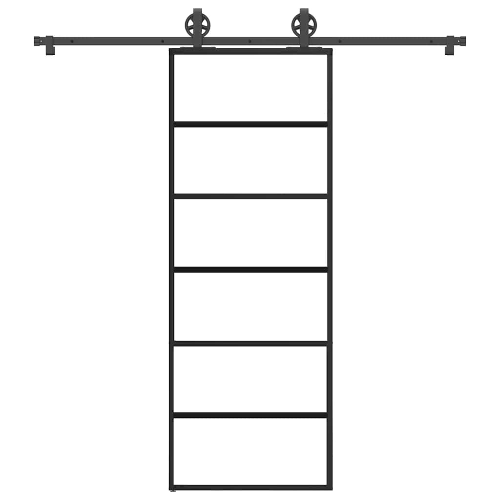 Schiebetür mit Beschlag 76x205 cm ESG-Glas & Aluminium