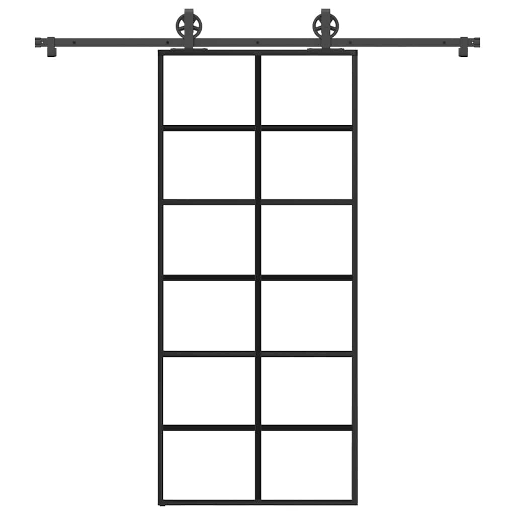 Schiebetür mit Beschlag 90x205 cm ESG-Glas & Aluminium