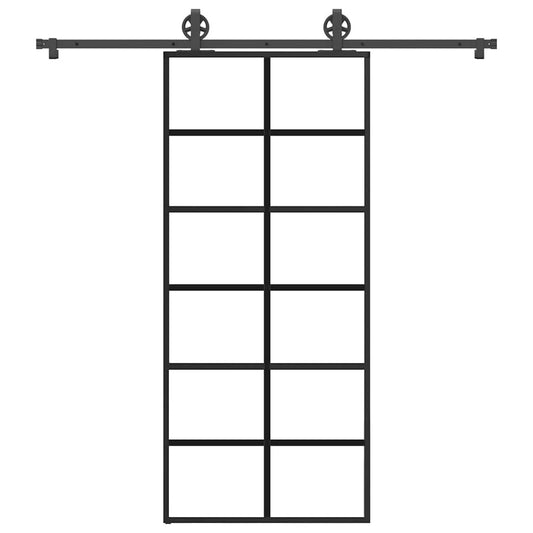 Schiebetür mit Beschlag 90x205 cm ESG-Glas & Aluminium