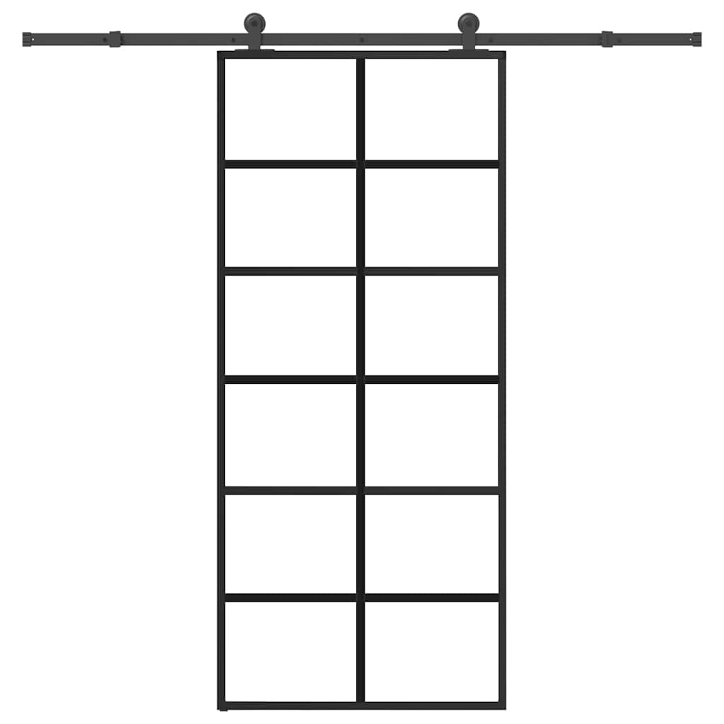 Schiebetür mit Beschlag 90x205 cm ESG-Glas & Aluminium