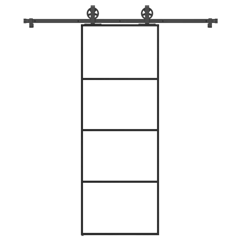 Schiebetür mit Beschlag 76x205 cm ESG-Glas & Aluminium