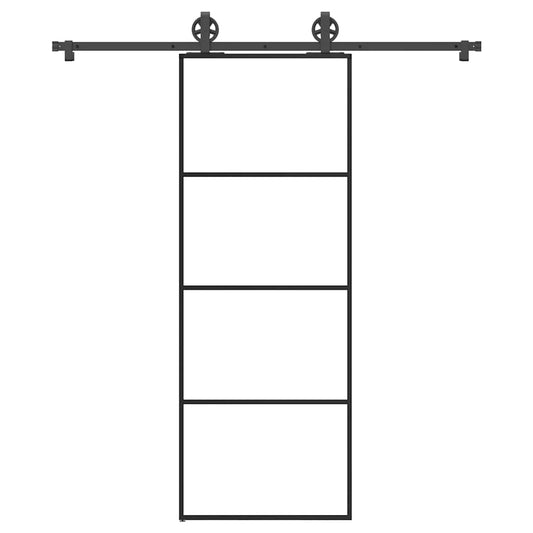 Schiebetür mit Beschlag 76x205 cm ESG-Glas & Aluminium