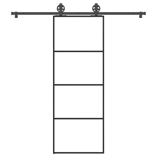 Schiebetür mit Beschlag 76x205 cm ESG-Glas & Aluminium