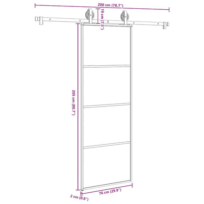 Schiebetür mit Beschlag 76x205 cm ESG-Glas & Aluminium