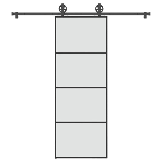 Schiebetür mit Beschlag 76x205 cm ESG-Glas & Aluminium