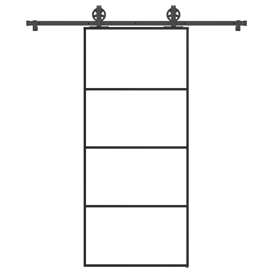 Schiebetür mit Beschlag 90x205 cm ESG-Glas & Aluminium