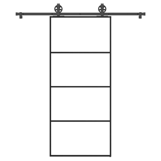 Schiebetür mit Beschlag 90x205 cm ESG-Glas & Aluminium