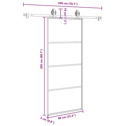 Schiebetür mit Beschlag 90x205 cm ESG-Glas & Aluminium