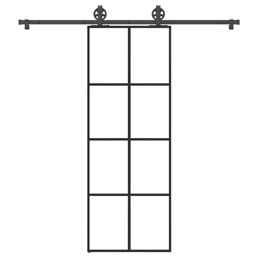 Schiebetür mit Beschlag 76x205 cm ESG-Glas & Aluminium