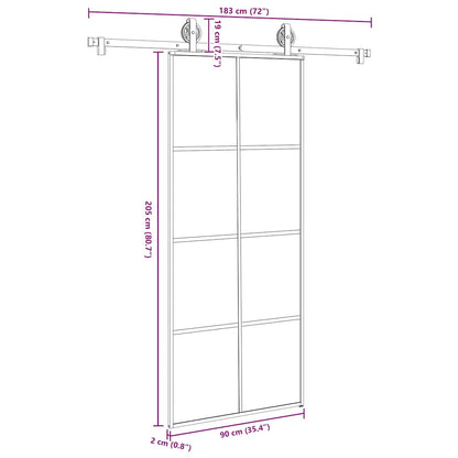 Schiebetür mit Beschlag 90x205 cm ESG-Glas & Aluminium