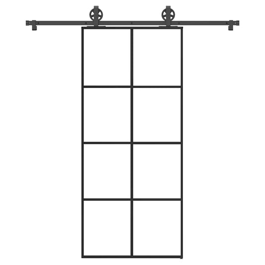 Schiebetür mit Beschlag 90x205 cm ESG-Glas & Aluminium