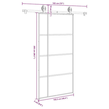 Schiebetür mit Beschlag 102,5x205 cm ESG-Glas & Aluminium