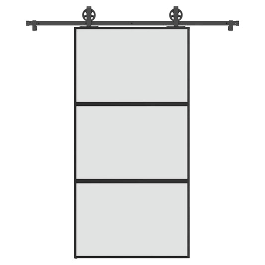 Schiebetür mit Beschlag 102,5x205 cm Hartglas & Aluminium