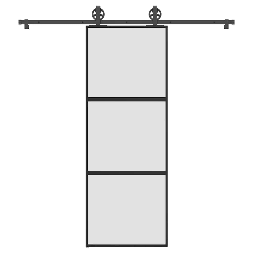 Schiebetür mit Beschlag 76x205 cm Hartglas & Aluminium