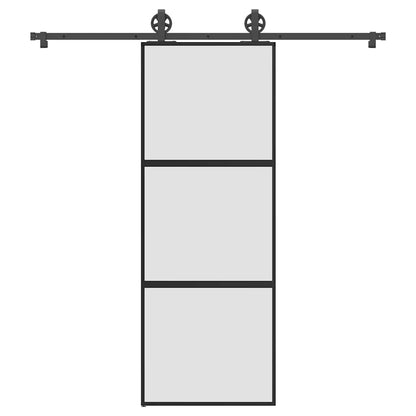 Schiebetür mit Beschlag 76x205 cm Hartglas & Aluminium