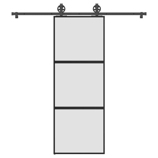 Schiebetür mit Beschlag 76x205 cm Hartglas & Aluminium