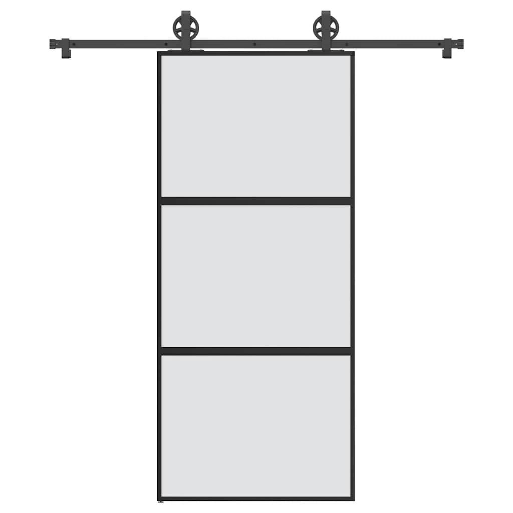 Schiebetür mit Beschlag 90x205 cm Hartglas & Aluminium