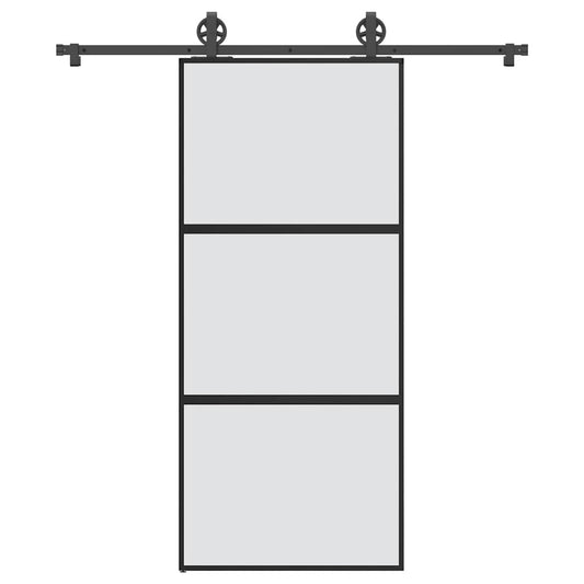 Schiebetür mit Beschlag 90x205 cm Hartglas & Aluminium