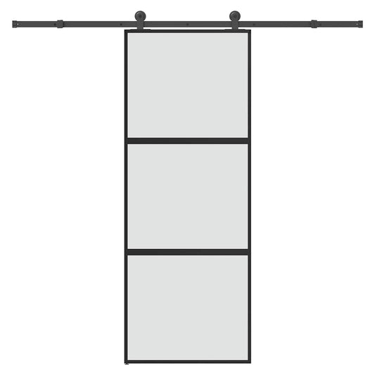 Schiebetür mit Beschlag 76x205 cm Hartglas & Aluminium