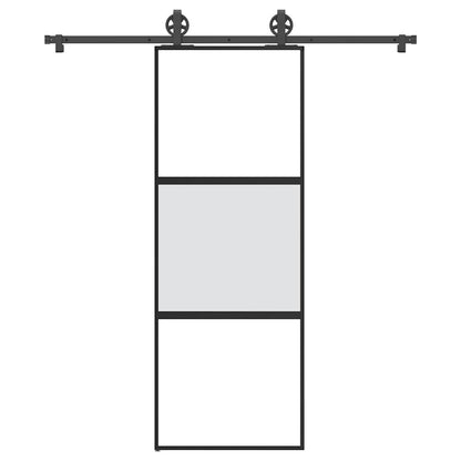 Schiebetür mit Beschlag 76x205 cm Hartglas & Aluminium