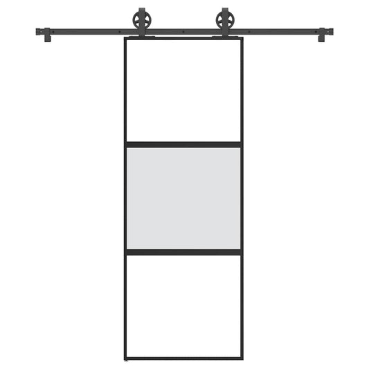 Schiebetür mit Beschlag 76x205 cm Hartglas & Aluminium