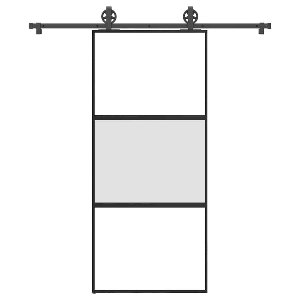 Schiebetür mit Beschlag 90x205 cm Hartglas & Aluminium