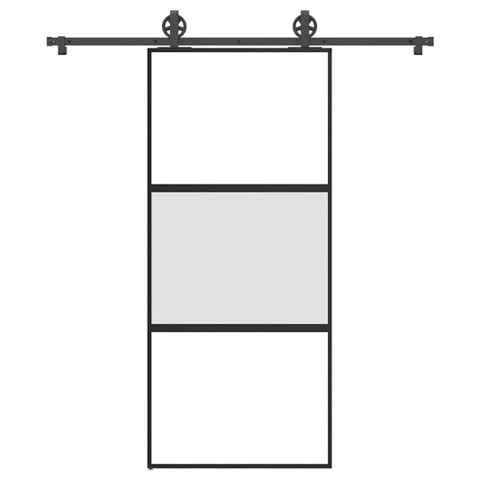 Schiebetür mit Beschlag 90x205 cm Hartglas & Aluminium