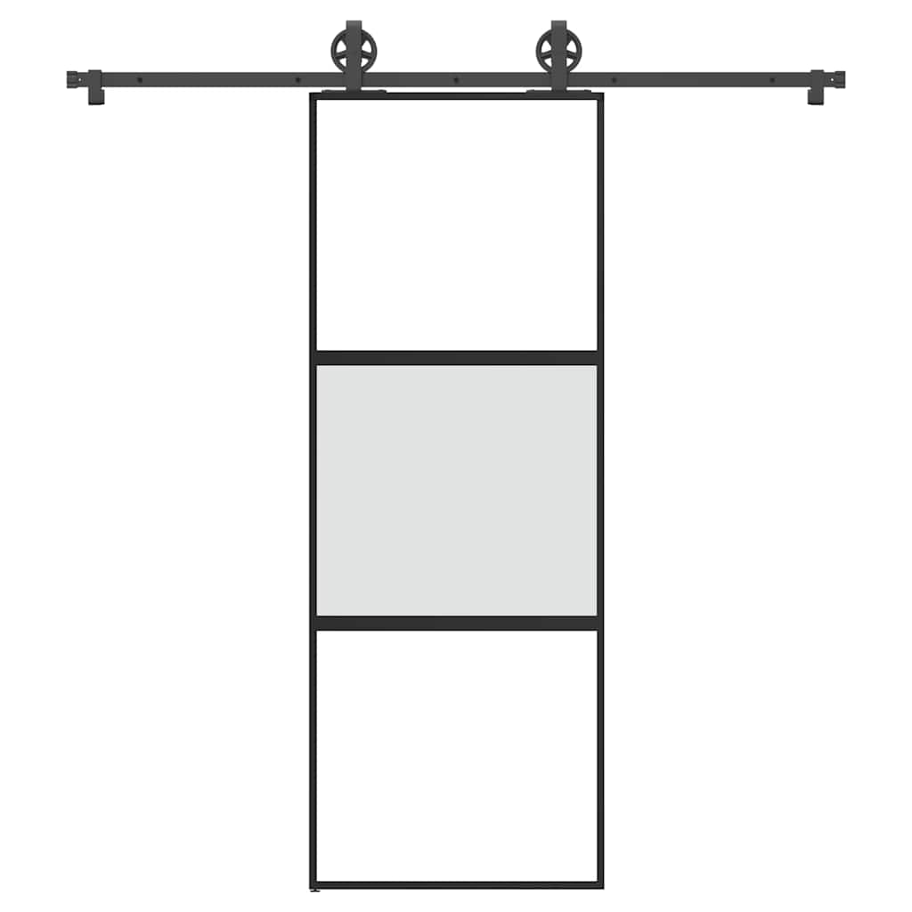 Schiebetür mit Beschlag 76x205 cm Hartglas & Aluminium