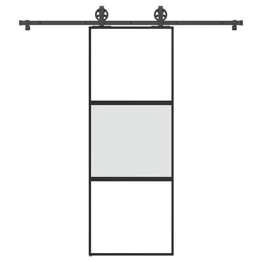 Schiebetür mit Beschlag 76x205 cm Hartglas & Aluminium