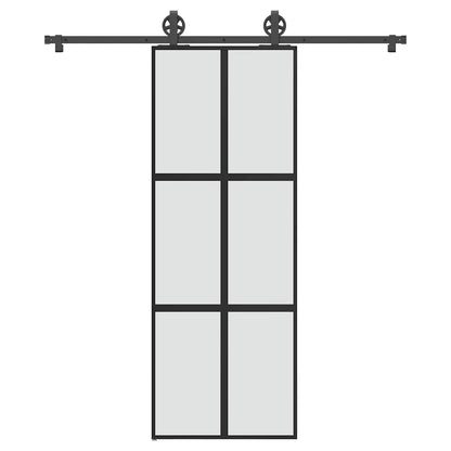 Schiebetür mit Beschlag 76x205 cm Hartglas & Aluminium