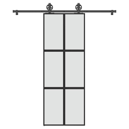 Schiebetür mit Beschlag 76x205 cm Hartglas & Aluminium