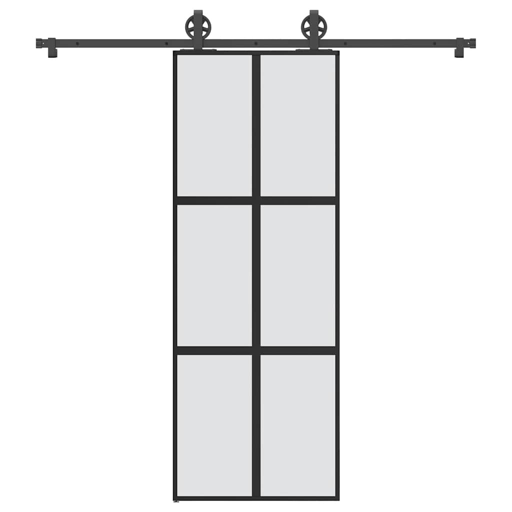 Schiebetür mit Beschlag 76x205 cm Hartglas & Aluminium