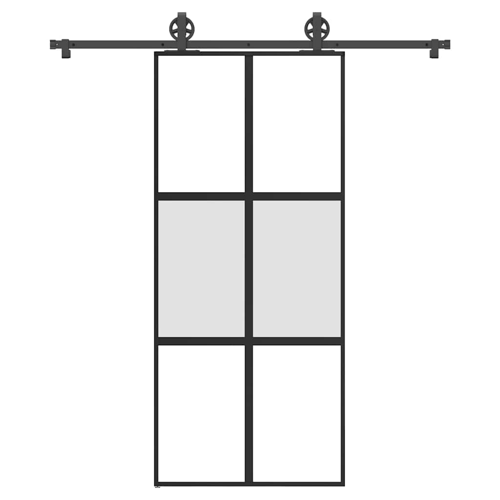 Schiebetür mit Beschlag 90x205 cm Hartglas & Aluminium