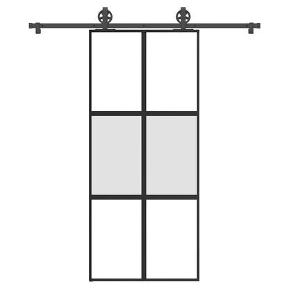 Schiebetür mit Beschlag 90x205 cm Hartglas & Aluminium