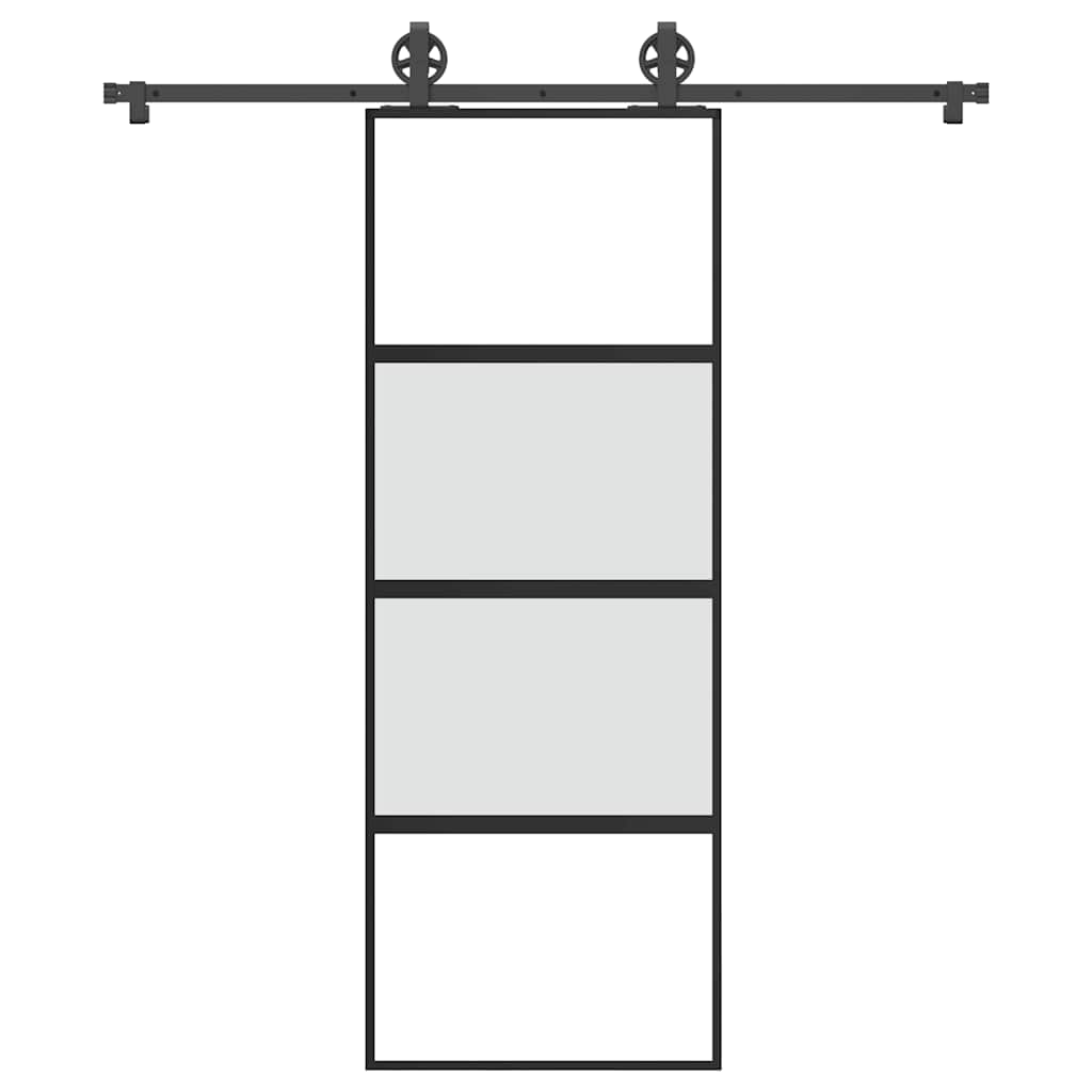 Schiebetür mit Beschlag 76x205 cm Hartglas & Aluminium