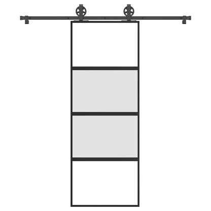 Schiebetür mit Beschlag 76x205 cm Hartglas & Aluminium